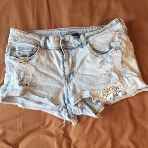 distressed denim shorts